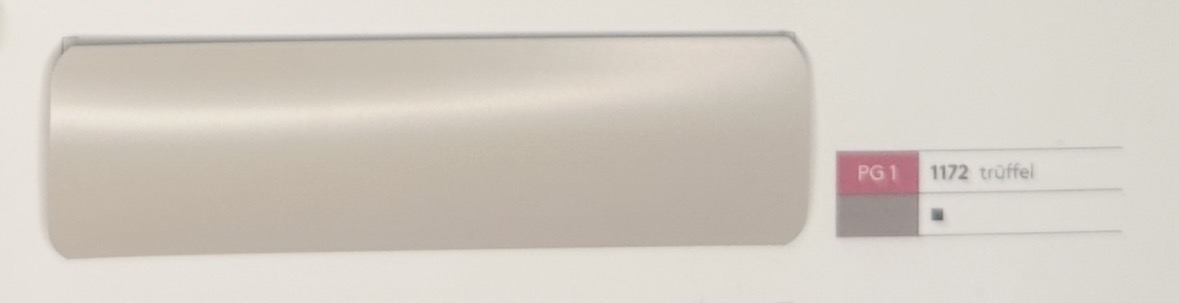 Alu-Jalousie 25 mm Beige & Creme — Lamellenfarbe trüffel (Nr. 1172)