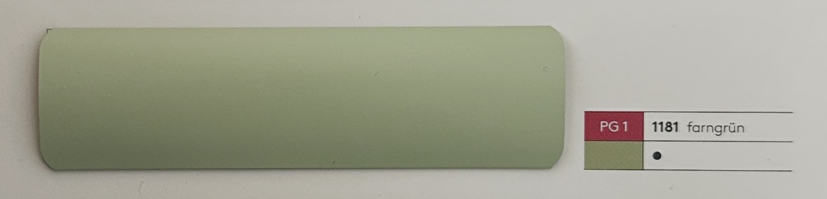 Alu-Jalousie 25 mm Grün & Blau — Lamellenfarbe farngrün (Nr. 1181)