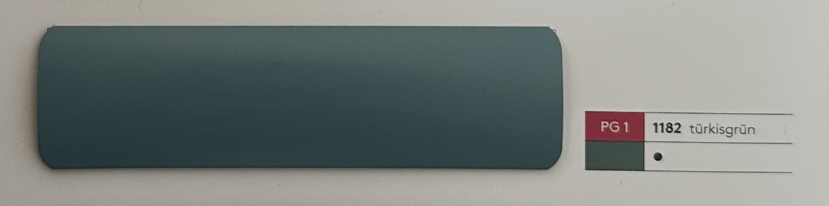 Alu-Jalousie 25 mm Grün & Blau — Lamellenfarbe türkisgrün (Nr. 1182)