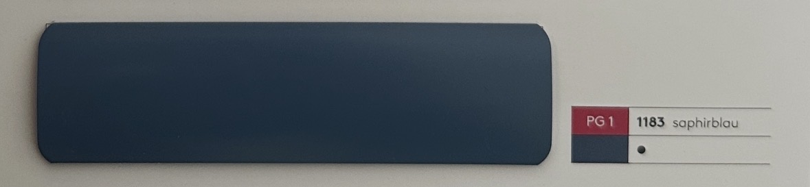 Alu-Jalousie 25 mm Grün & Blau — Lamellenfarbe saphirblau (Nr. 1183)