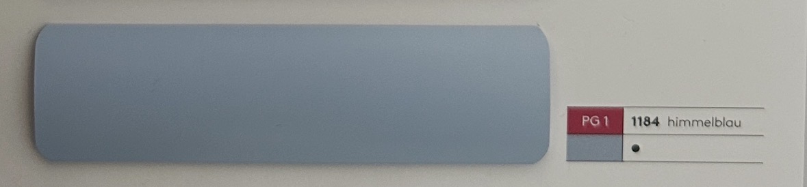 Alu-Jalousie 25 mm Grün & Blau — Lamellenfarbe himmelblau (Nr. 1184)