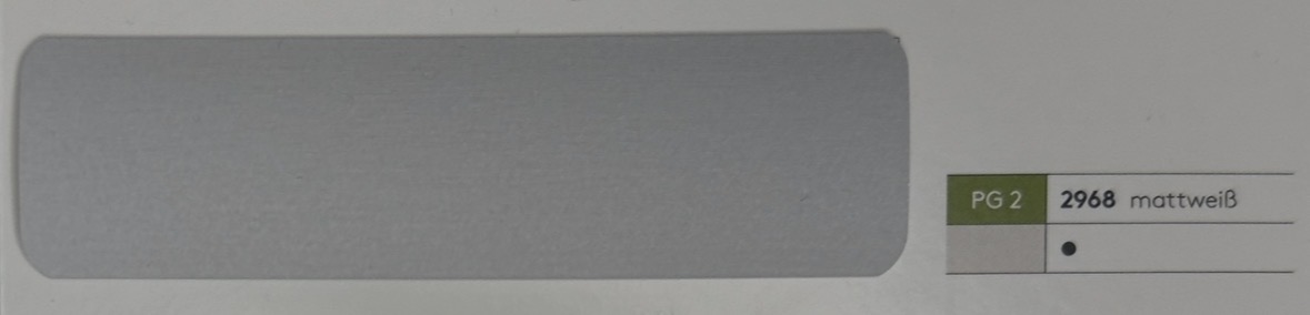 Alu-Jalousie 25 mm Weiss & Perle — Lamellenfarbe mattweiss (Nr. 2968)