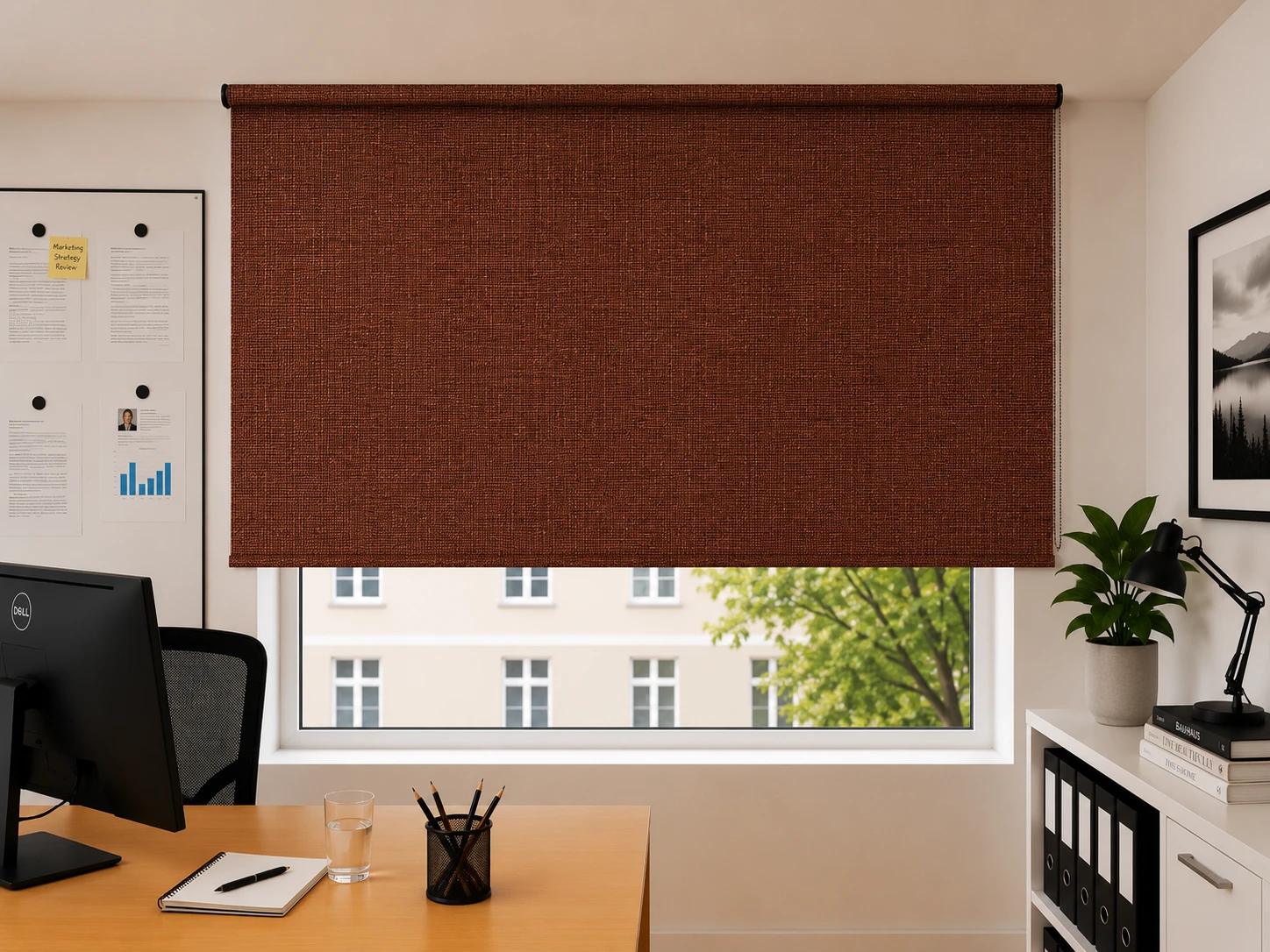 Rollo Struktur Ocker & Braun blickdicht — rotbraun