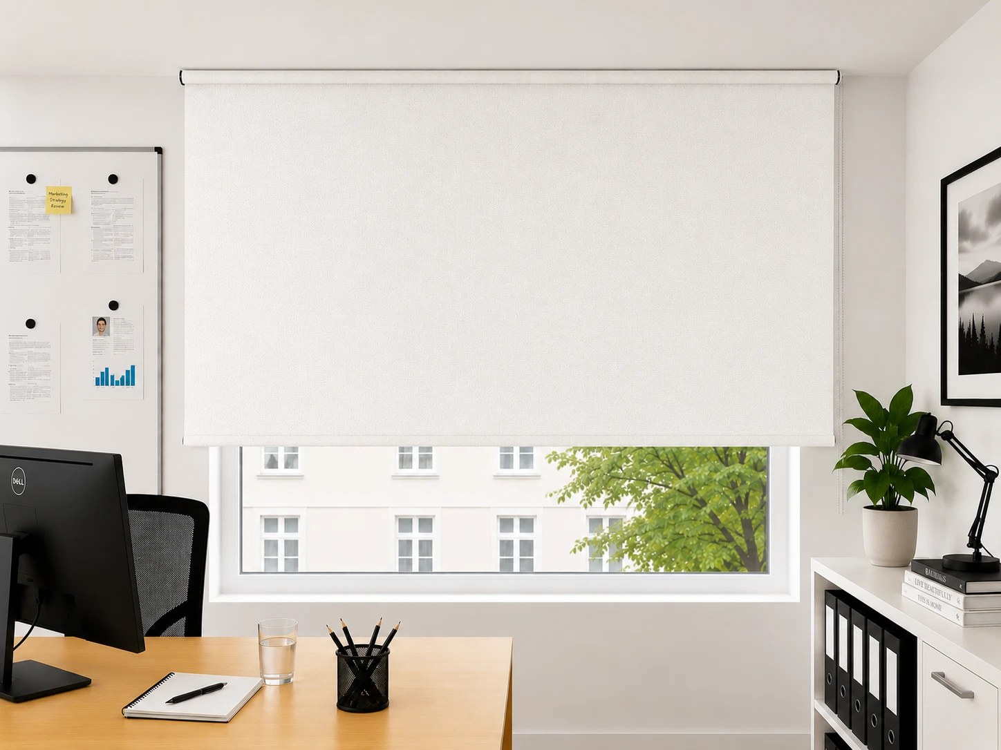 Rollo Uni Weiss & Sand halbtransparent — weiß