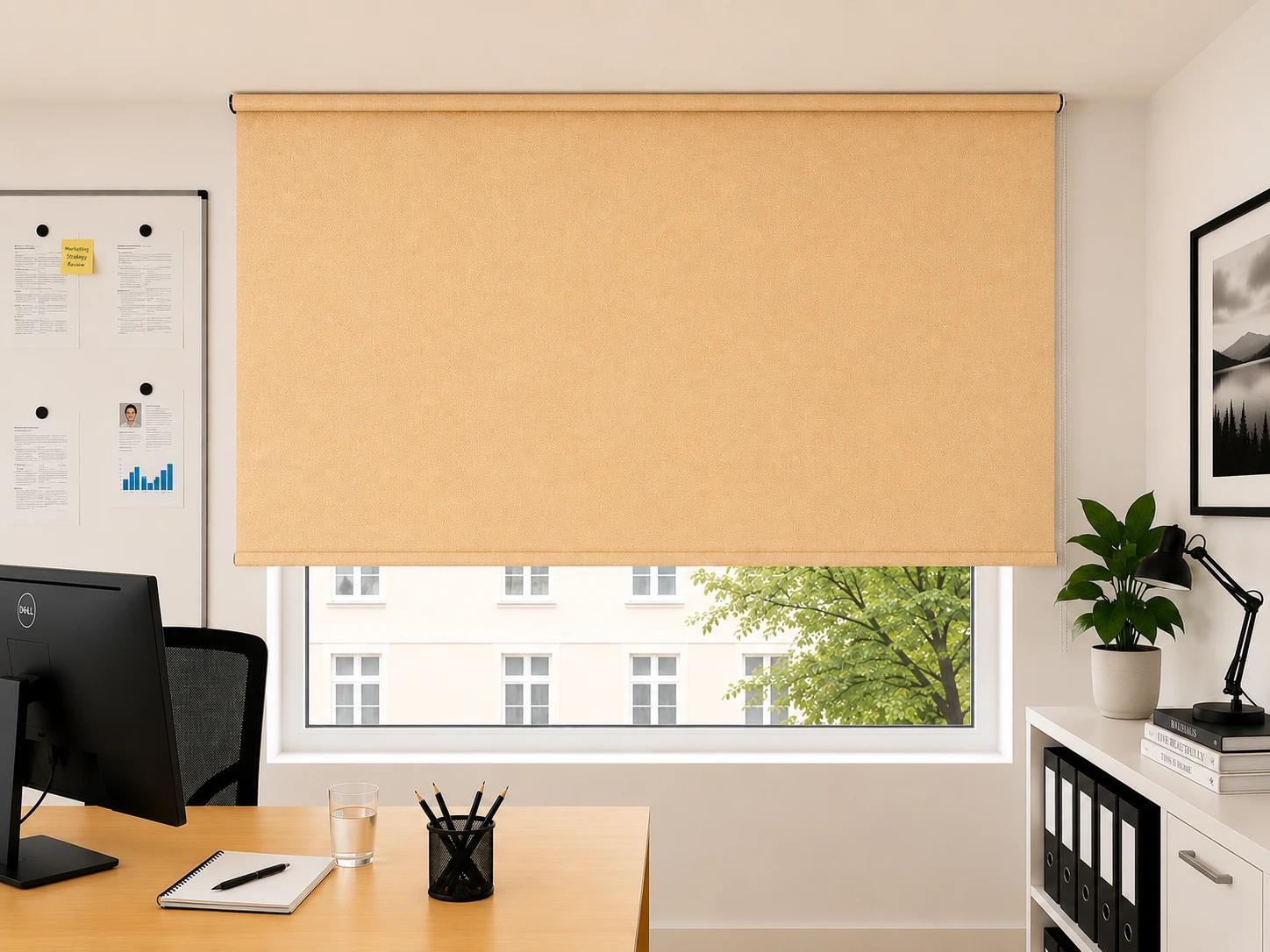 Rollo Uni Weiss & Sand halbtransparent — vanille
