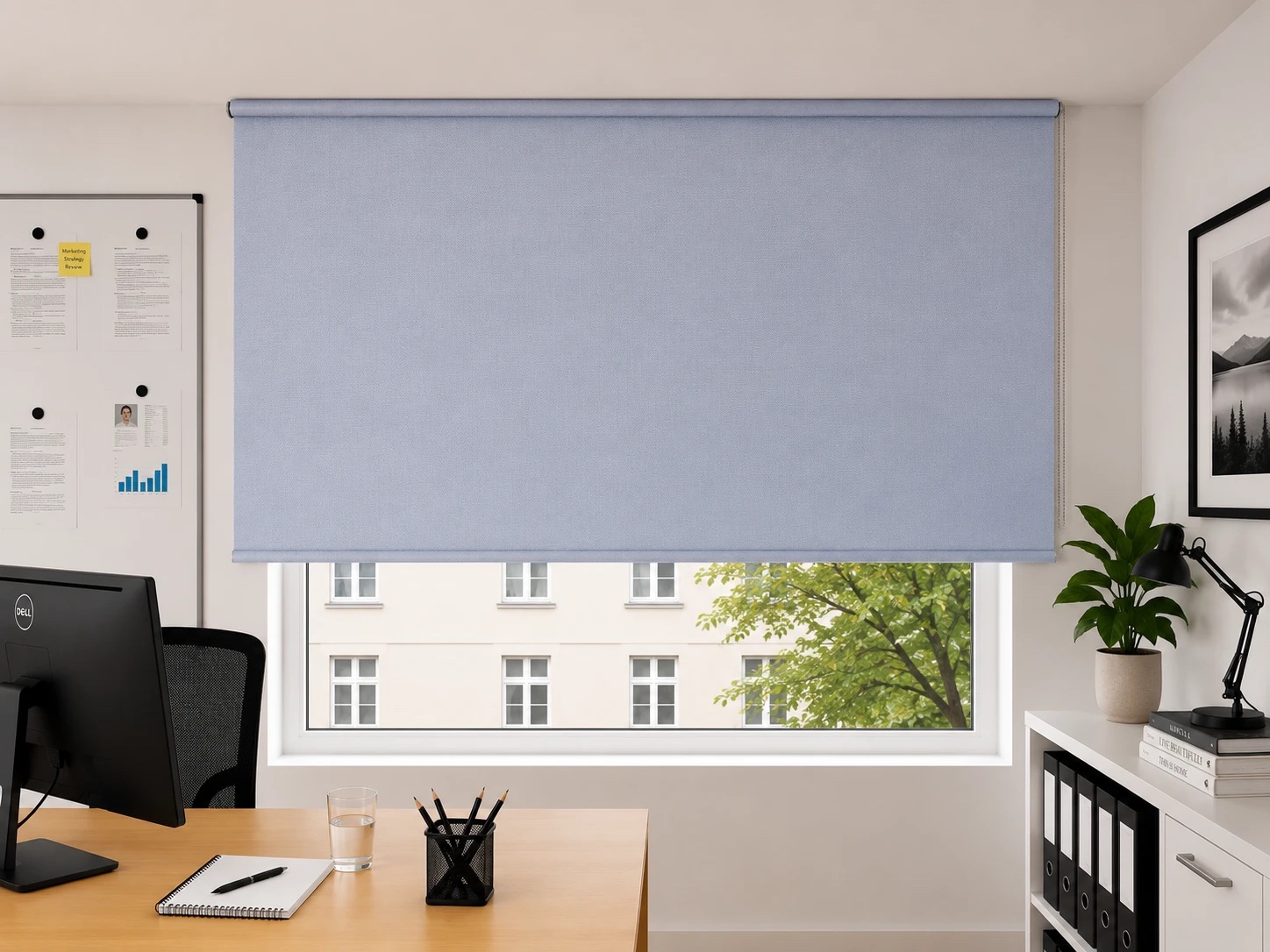 Rollo Uni Gelb, Blau & Grau blickdicht — air