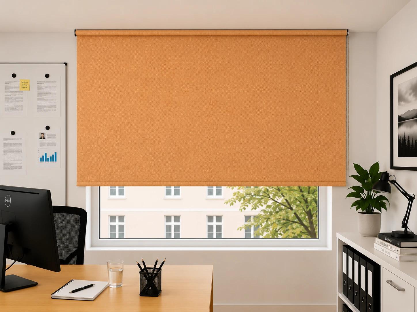 Rollo Uni Weiss & Sand halbtransparent — sand