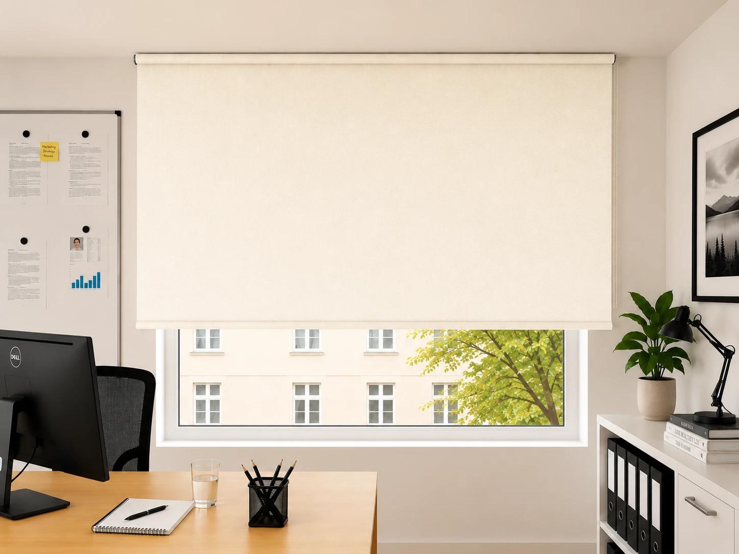 Rollo Uni Weiss & Sand halbtransparent — reinweiß
