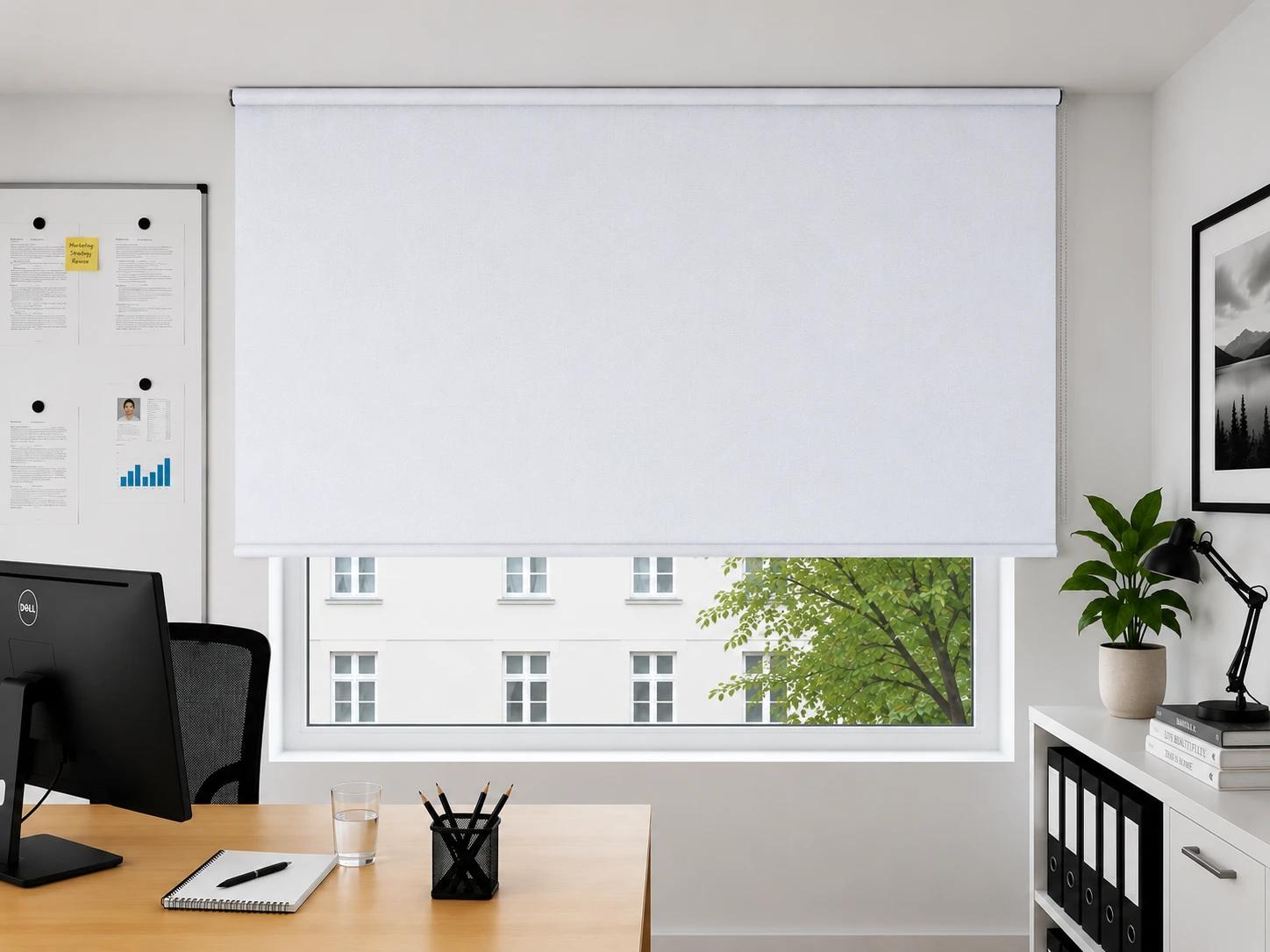 Rollo Uni Weiss & Sand halbtransparent — weiß transparent