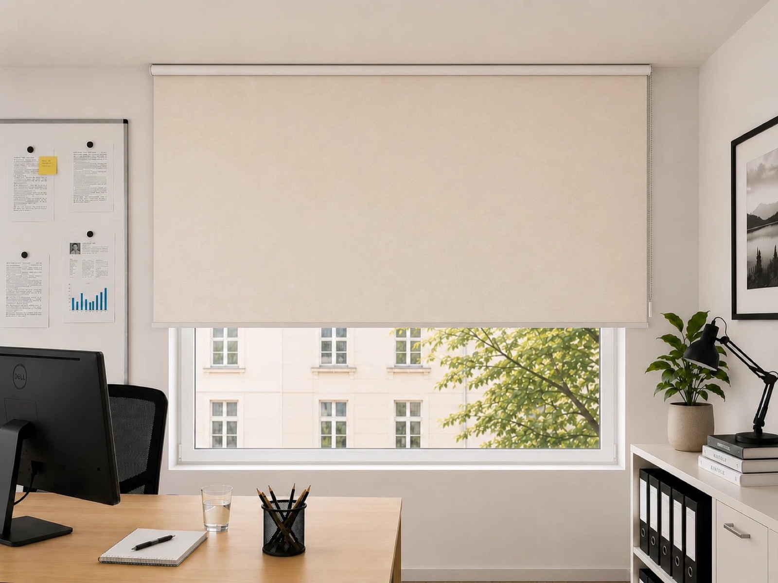 Rollo Uni Beige & Braun blickdicht — creme