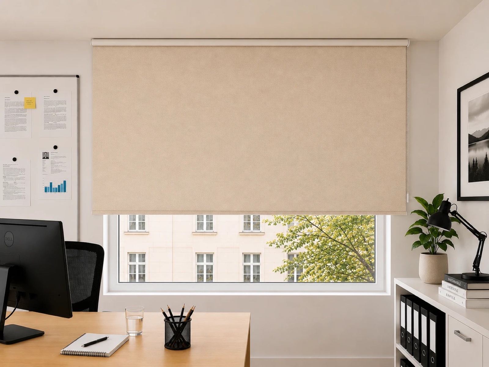 Rollo Uni Beige & Braun blickdicht — sand