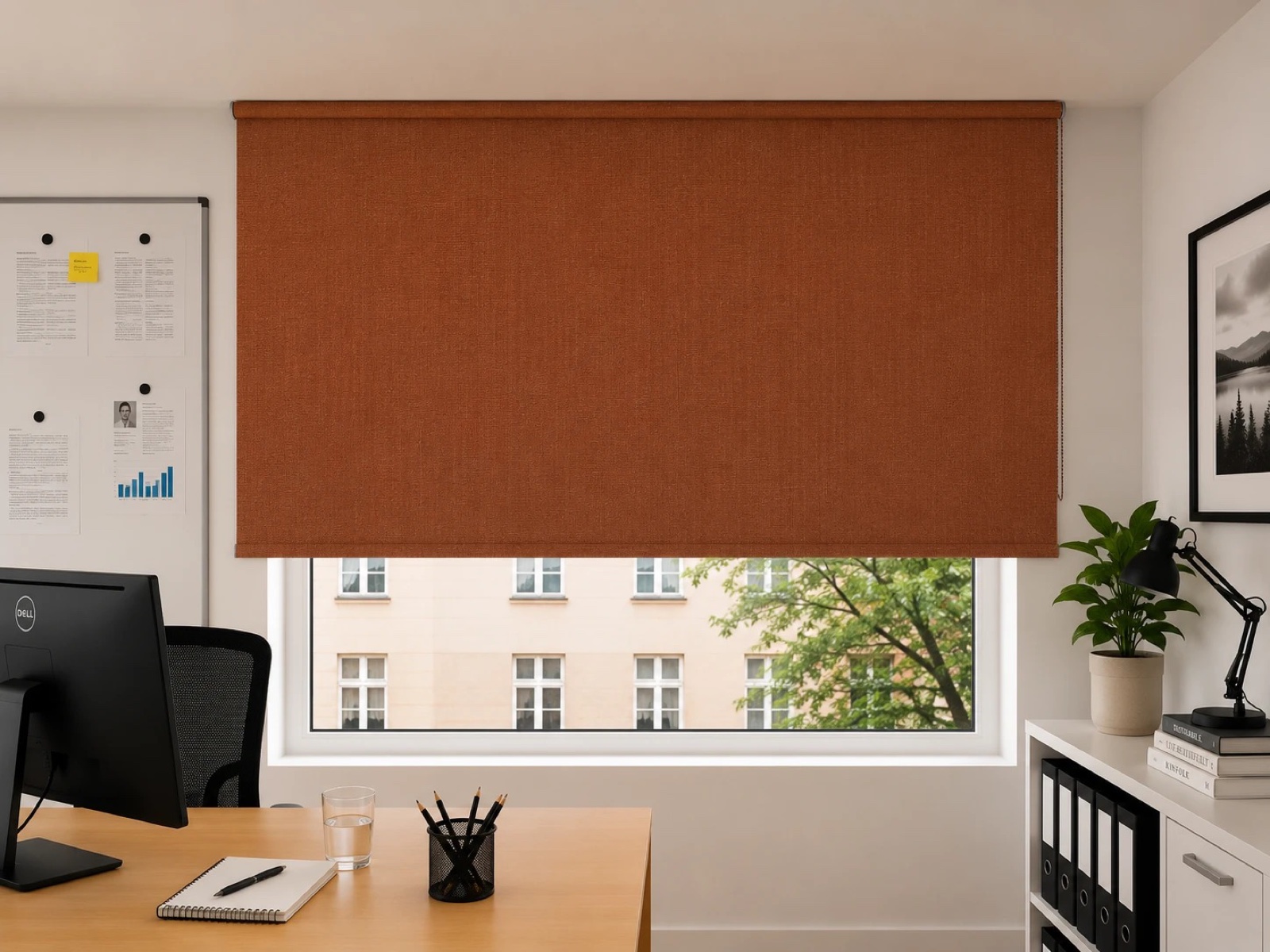 Rollo Uni Beige & Braun blickdicht — braun