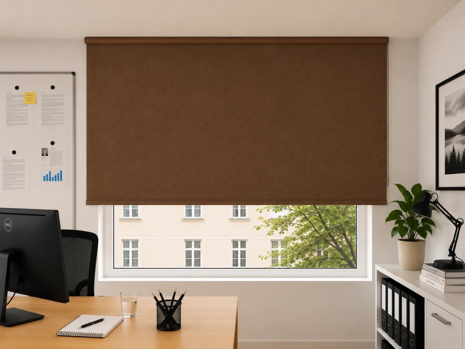 Rollo Uni Beige & Braun blickdicht — dunkelbraun