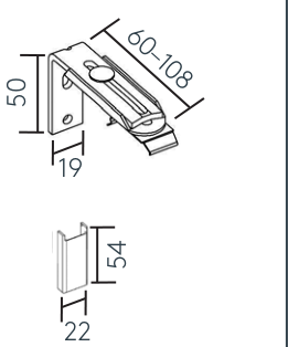 Wandträger mit Clip 37 mm ausziehbar 60–108 mm Ersatzteil
