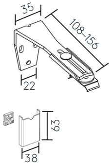 Wandträger mit Clip 37 mm ausziehbar 108–156 mm Ersatzteil