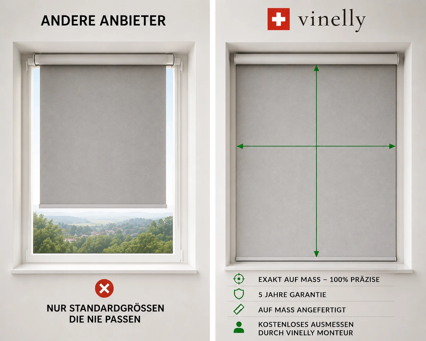 Ausmessen: andere Anbieter vs. vinelly